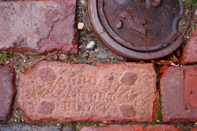 detail of some of the bricks on the street