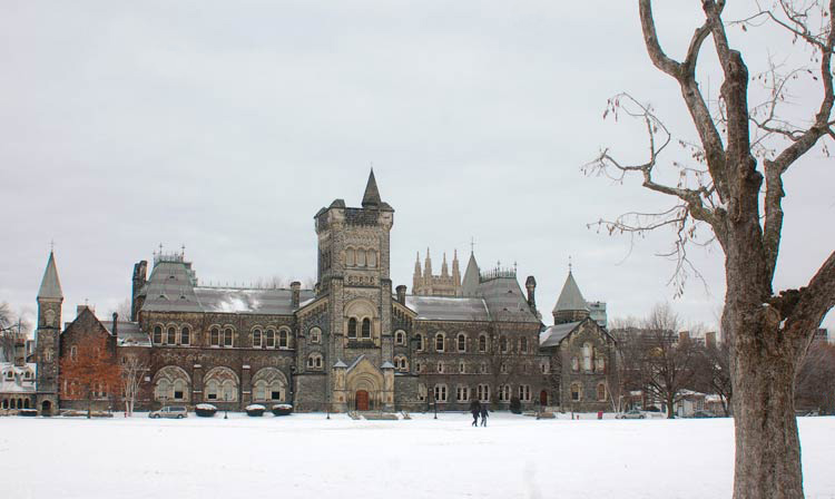 University College from across the snow covered lawn
