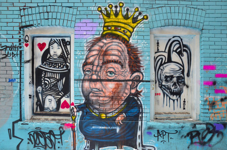 graffiti that looks like playing cards.