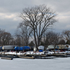 Toronto island yacht club in the winter 