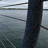  Wire railing between Lake Ontario and a walkway along the shore